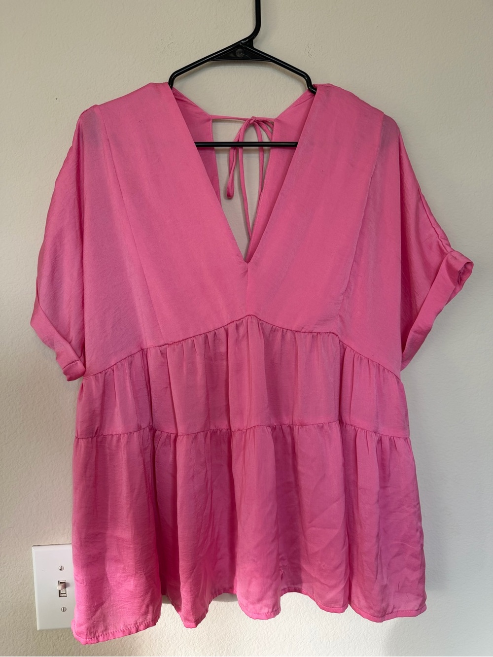 The Impeccable Pig Women's Pink Babydoll Tiered Blouse